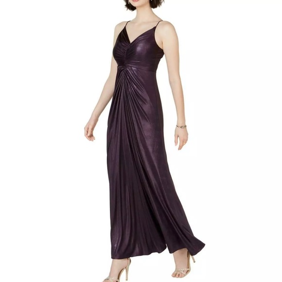 Adrianna Papell Dresses & Skirts - Adrianna PAPELL Metallic Jersey Dress Aubergine Size 16 NWT NEW REG $179